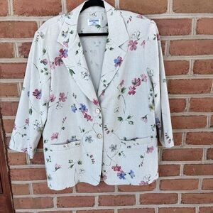 Alfred Dunner Floral Blazer with Pink and Blue Accents